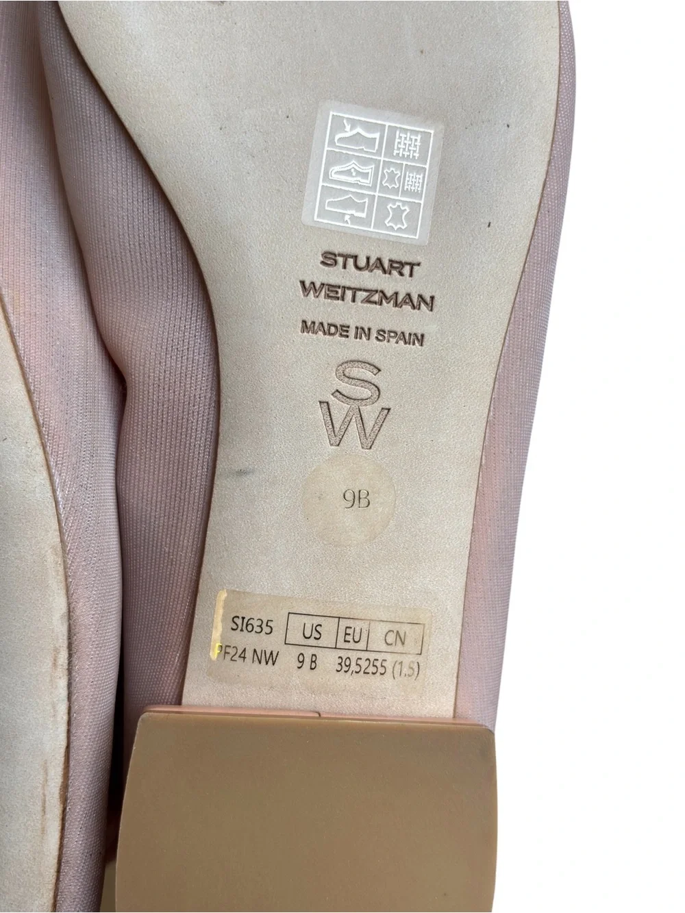 Stuart Weitzman Arabella Sheer Mesh Nude Ginger Blush Bow Ballet Flats Size 9